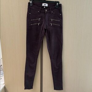 PAIGE vintage Dark Purple Ultra Skinny Jeans with Zipper Accents